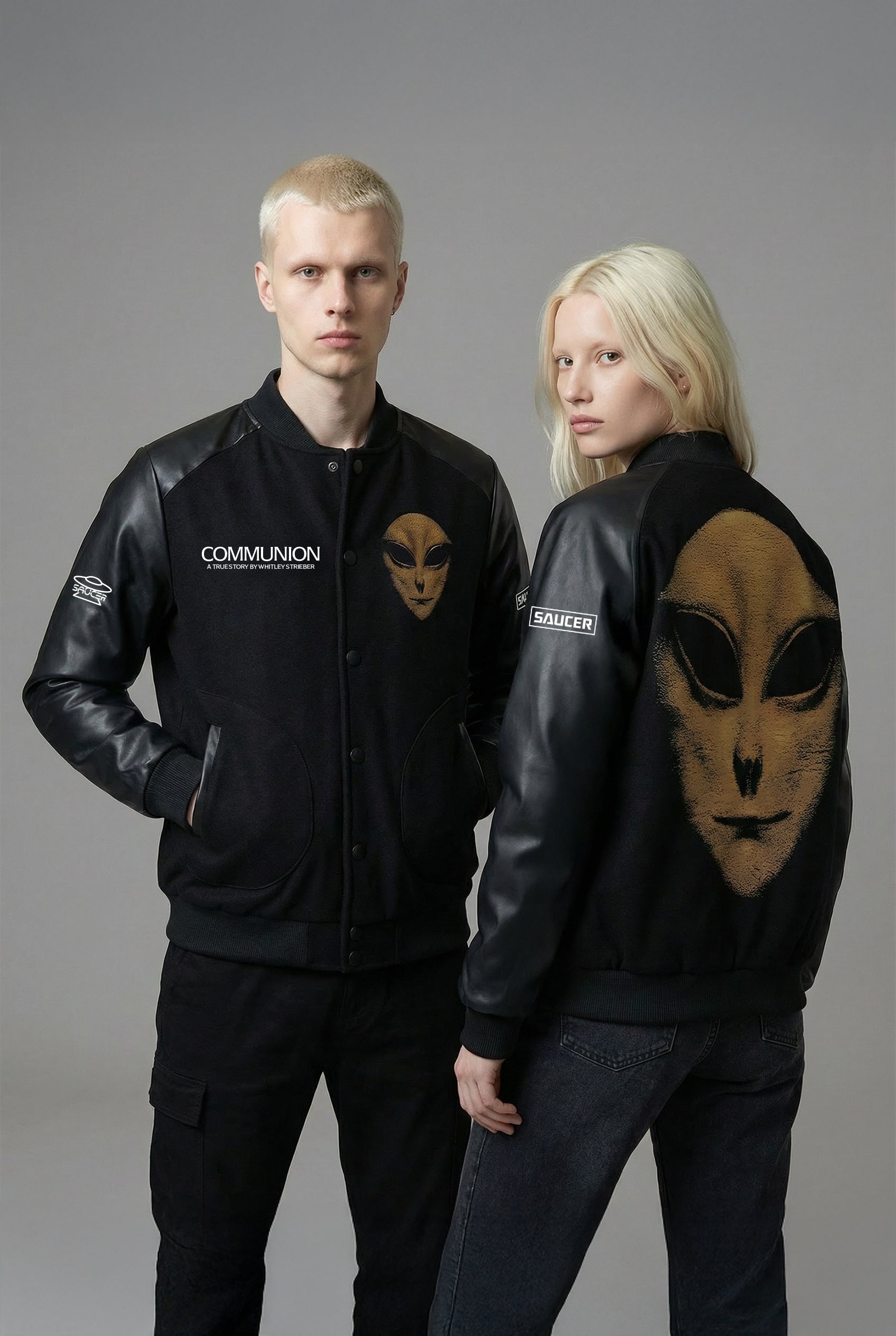 Communion Visitor Faux Leather Letterman Jacket – Saucer