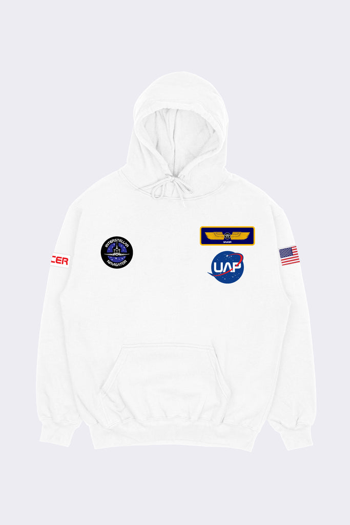 Nasa patch white pullover hoodie best sale